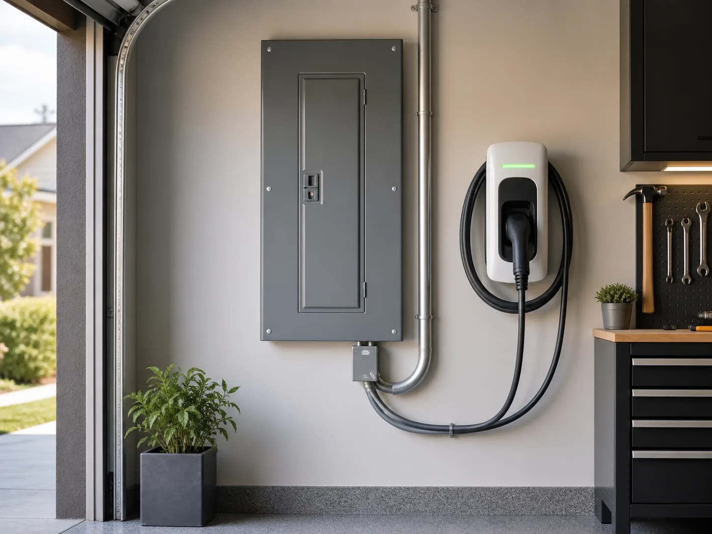 Clean residential panel upgrade and EV charger installation