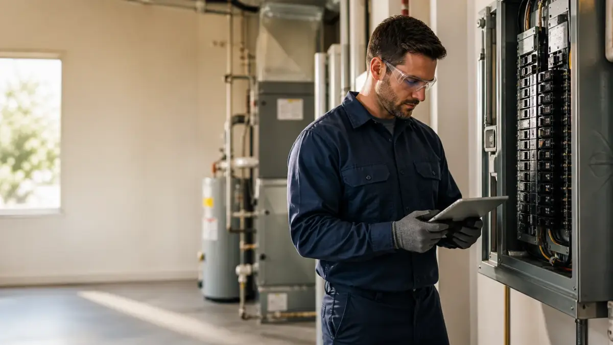 MDL electrical and HVAC service technician working in a North Jersey home
